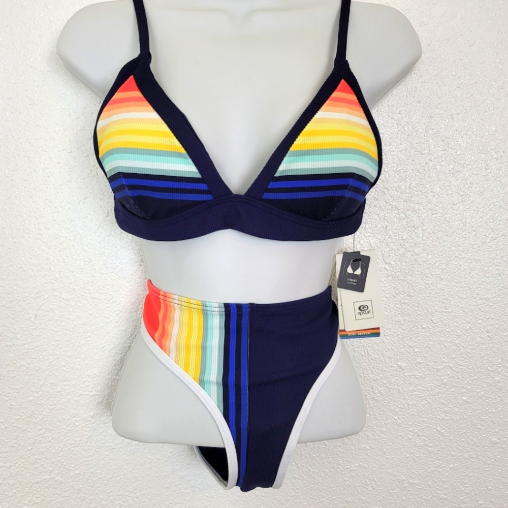 SAYULITA STRIPE LONGLINE TRI BIKINI TOP